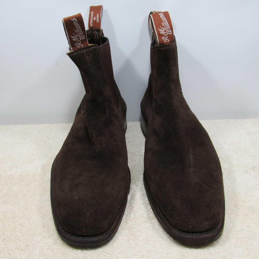 R. M. WILLIAMS BOOTS BROWN SUEDE MADE IN AUSTRALIA